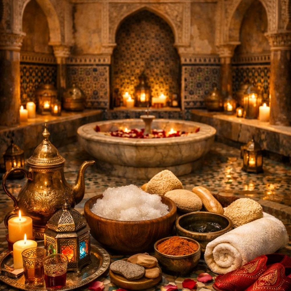 Luxury Moroccan Bath Set Moroccan Black Soap, Moroccan Scrub Loaf,ArganOil Serum